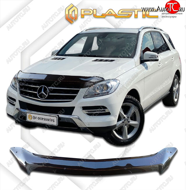 2 399 р. Дефлектор капота CA-Plastic  Mercedes-Benz ML class  W166 (2011-2015) (classic черный, без надписи)  с доставкой в г. Воронеж