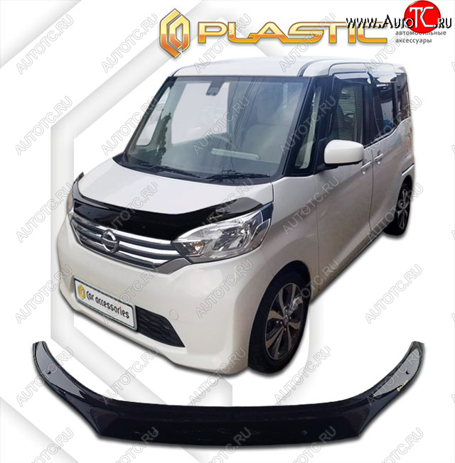 1 999 р. Дефлектор капота CA-Plastic  Mitsubishi eK Space  B11A (2014-2016) (classic черный, без надписи)  с доставкой в г. Воронеж