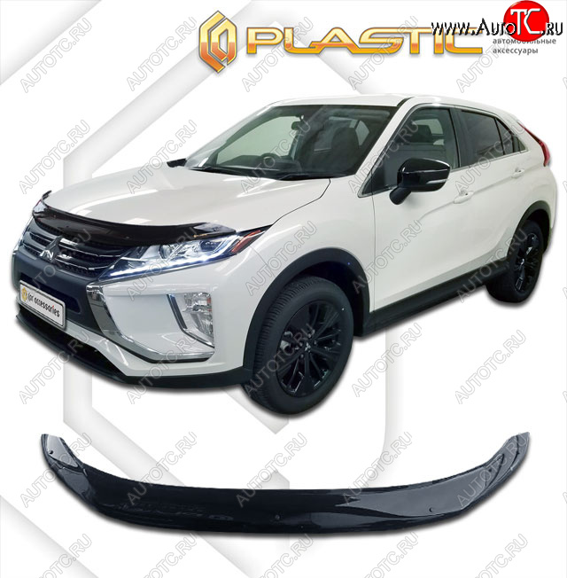 2 399 р. Дефлектор капота CA-Plastic  Mitsubishi Eclipse Cross  GK (2017-2021) дорестайлинг (cерия Сlassic черный, без надписи)  с доставкой в г. Воронеж