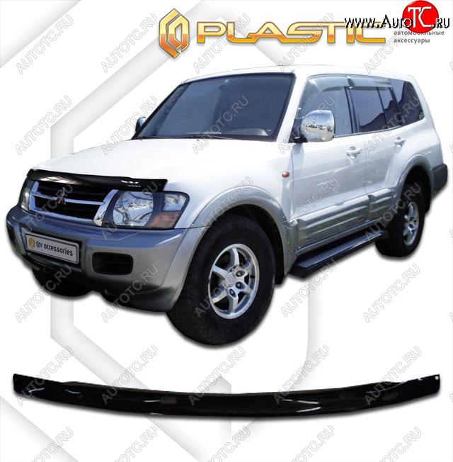 2 079 р. Дефлектор капота CA-Plastic  Mitsubishi Pajero  3 V60 (2003-2006) рестайлинг (cерия Сlassic черный, без надписи)  с доставкой в г. Воронеж