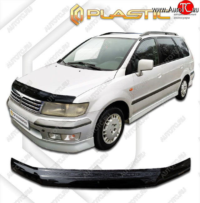1 999 р. Дефлектор капота CA-Plastic  Mitsubishi Space Wagon  N94W (1998-2005) (classic черный, без надписи)  с доставкой в г. Воронеж