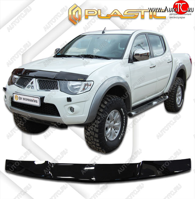 1 999 р. Дефлектор капота CA-Plastic Mitsubishi Triton KA/KB Picap DoubleCab (2005-2015) (classic черный, без надписи)  с доставкой в г. Воронеж