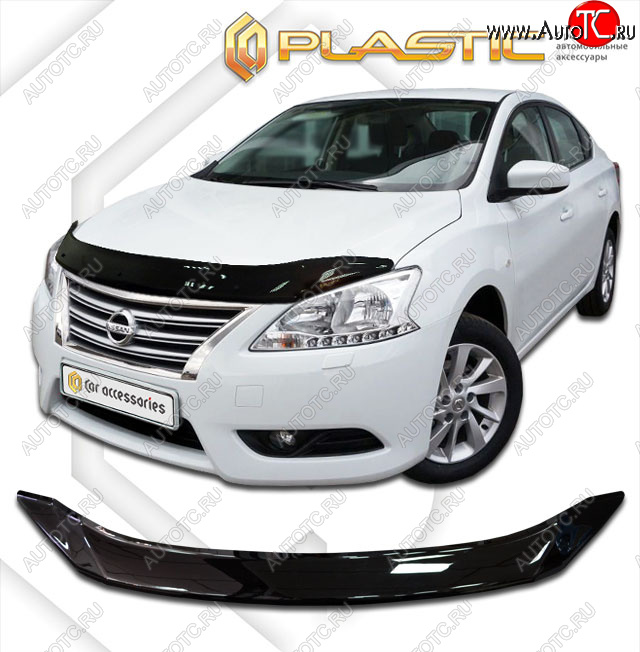 2 079 р. Дефлектор капота CA-Plastic  Nissan Bluebird Sylphy  седан (2012-2025) NB17 (classic черный, без надписи)  с доставкой в г. Воронеж