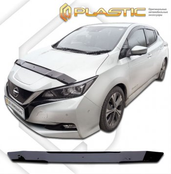 1 839 р. Дефлектор капота CA-Plastic Nissan Leaf 2 (ZE1) (2017-2025) (classic черный, без надписи)  с доставкой в г. Воронеж. Увеличить фотографию 1