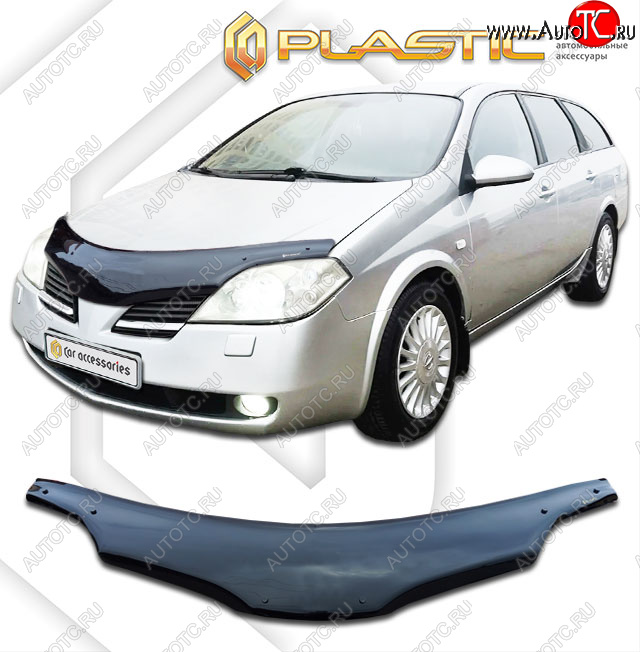 2 399 р. Дефлектор капота (РФ) CA-Plastic  Nissan Primera  3 универсал (2002-2008) P12 (classic черный, без надписи)  с доставкой в г. Воронеж