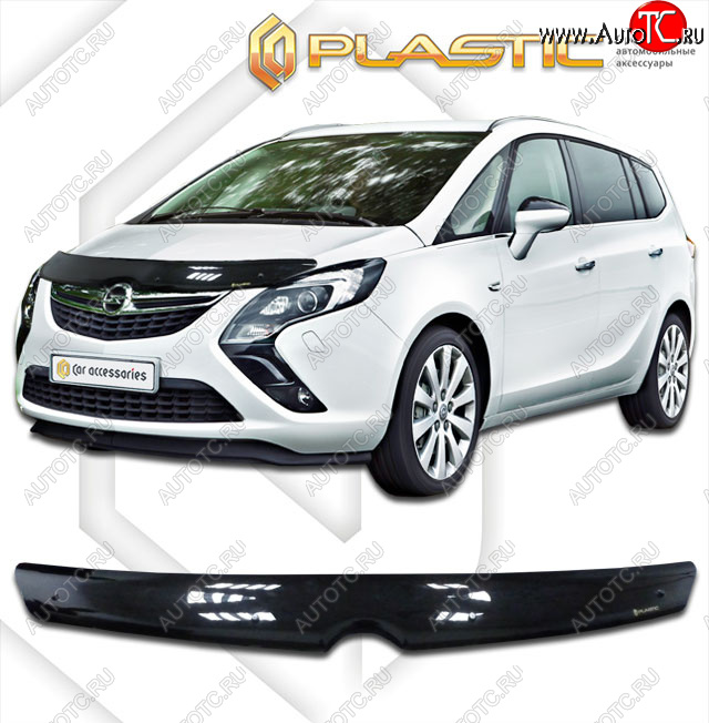 1 899 р. Дефлектор капота CA-Plastic  Opel Zafira  С (2011-2016) дорестайлинг (Classic чёрный, Без надписи)  с доставкой в г. Воронеж
