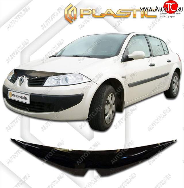 2 079 р. Дефлектор капота CA-Plastic  Renault Megane  универсал (2006-2009)  рестайлинг (classic черный, без надписи)  с доставкой в г. Воронеж
