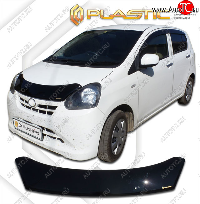 1 999 р. Дефлектор капота CA-Plastic  Subaru Pleo Plus  LA300F, LA310F (2012-2017) хэтчбек 5 дв. дорестайлинг, хэтчбек 5 дв. рестайлинг (classic черный, без надписи)  с доставкой в г. Воронеж