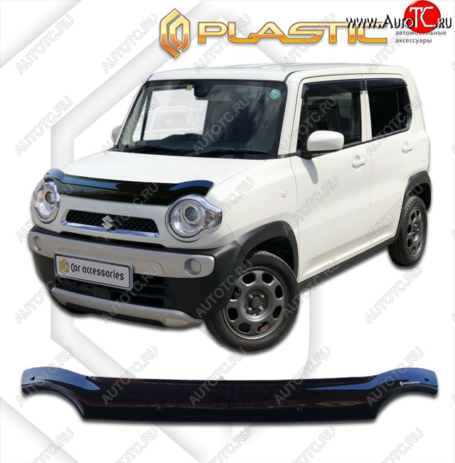 1 839 р. Дефлектор капота CA-Plastic Suzuki Hustler MR41S,MR31S хэтчбэк 5 дв. (2014-2019) (classic черный, без надписи)  с доставкой в г. Воронеж
