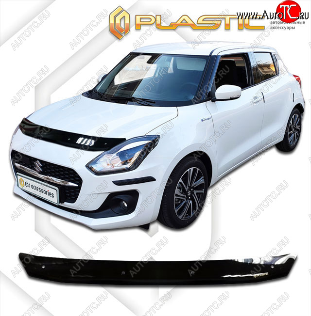 1 839 р. Дефлектор капота CA-Plastic Suzuki Swift ZC33S,ZC83S, ZC43S, ZC53S, ZD53S (2016-2025) (classic черный, без надписи)  с доставкой в г. Воронеж