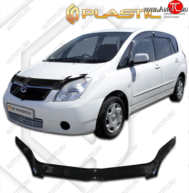 2 159 р. Дефлектор капота CA-Plastic  Toyota Corolla Verso  Е120 (2001-2004) (classic черный, без надписи)  с доставкой в г. Воронеж