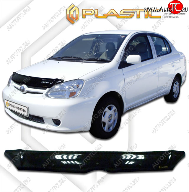 1 899 р. Дефлектор капота CA-Plastic  Toyota Echo  XP10 (2002-2006) седан рестайлинг (classic черный, без надписи)  с доставкой в г. Воронеж
