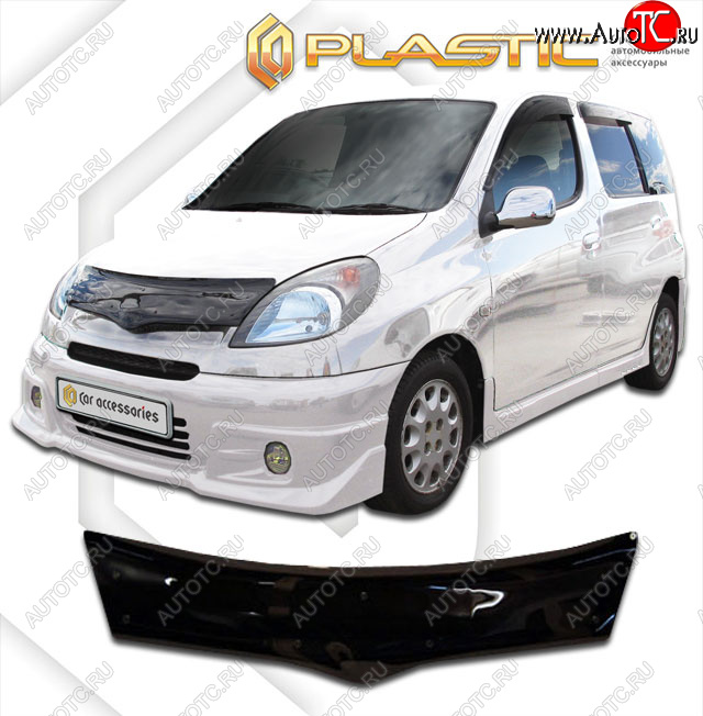2 159 р. Дефлектор капота CA-Plastic  Toyota Yaris Verso  XP20 (1999-2006) дорестайлинг, рестайлинг (classic черный, без надписи)  с доставкой в г. Воронеж