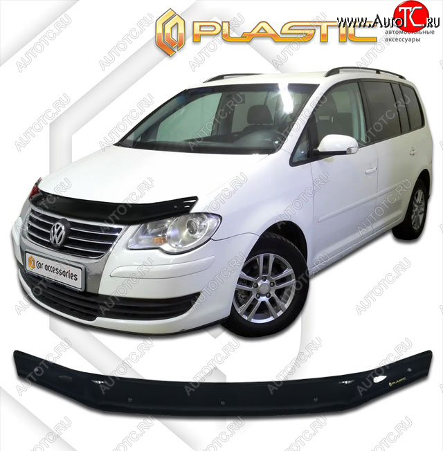 1 899 р. Дефлектор капота CA-Plastic  Volkswagen Touran  1T (2006-2010) 1-ый рестайлинг минивэн (classic черный, без надписи)  с доставкой в г. Воронеж