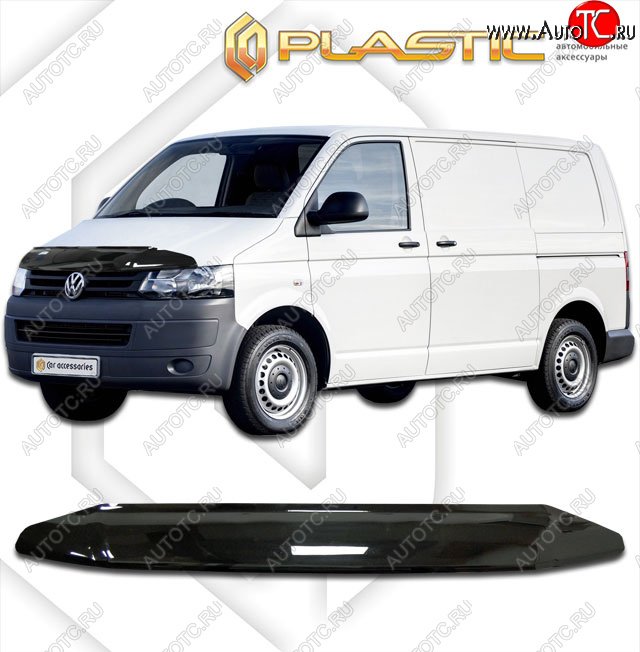 2 079 р. Дефлектор капота CA-Plastic  Volkswagen Transporter  T5 (2009-2015) рестайлинг (classic черный, без надписи)  с доставкой в г. Воронеж