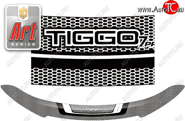 2 479 р. Дефлектор капота CA-Plastic  Chery Tiggo 7 PRO (2019-2025) (серия Art белая)  с доставкой в г. Воронеж