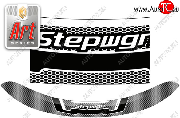 2 479 р. Дефлектор капота CA-Plastic  Honda StepWagon  5 RP1,RP2, RP3, RP4 (2015-2017) минивэн дорестайлинг (серия ART белая)  с доставкой в г. Воронеж