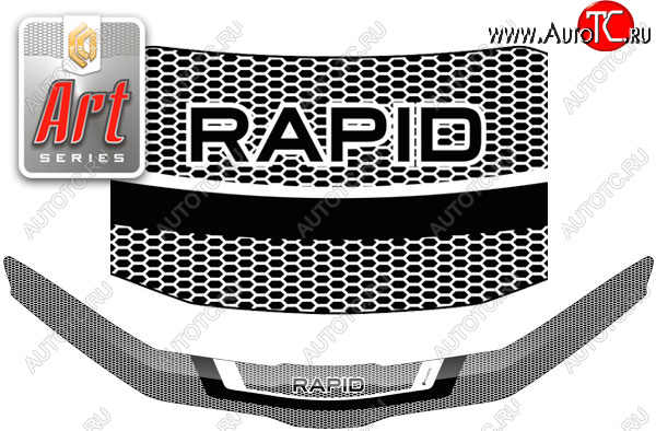 2 299 р. Дефлектор капот CA-Plastic  Skoda Rapid  MK2 (2019-2025) (серия ART белая)  с доставкой в г. Воронеж