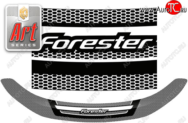2 299 р. Дефлектор капот CA-Plastic  Subaru Forester  SH (2008-2013) (серия ART белая)  с доставкой в г. Воронеж
