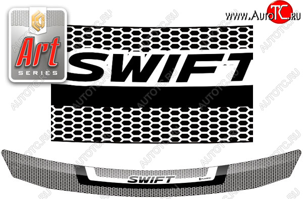2 079 р. Дефлектор капот CA-Plastic  Suzuki Swift  ZC33S,ZC83S, ZC43S, ZC53S, ZD53S (2016-2025) (серия ART белая)  с доставкой в г. Воронеж