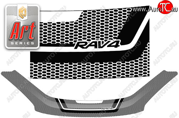2 599 р. Дефлектор капота CA-Plastic  Toyota RAV4  CA20 (2003-2005) 5 дв. рестайлинг (серия ART белая)  с доставкой в г. Воронеж