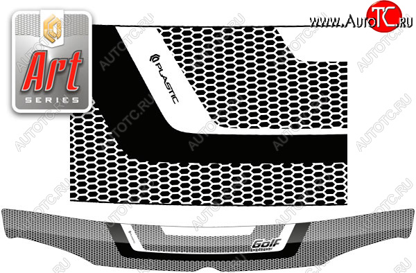 2 399 р. Дефлектор капота CA-Plastic  Volkswagen Golf  4 (1997-2003) (серия ART белая)  с доставкой в г. Воронеж