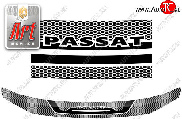 2 199 р. Дефлектор капота CA-Plastic  Volkswagen Passat ( B8,  B8.5) (2015-2025) седан дорестайлинг, седан рестайлинг (серия ART белая)  с доставкой в г. Воронеж