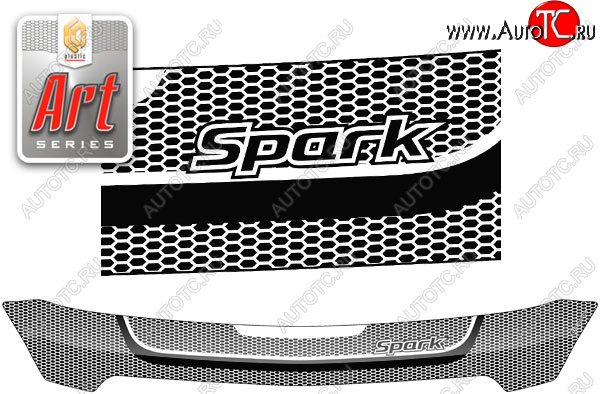 2 559 р. Дефлектор капота CA-Plastic  Chevrolet Spark  M300 (2010-2022) дорестайлинг, 1-ый рестайлинг, 2-ой рестайлинг (Серия Art черная)  с доставкой в г. Воронеж