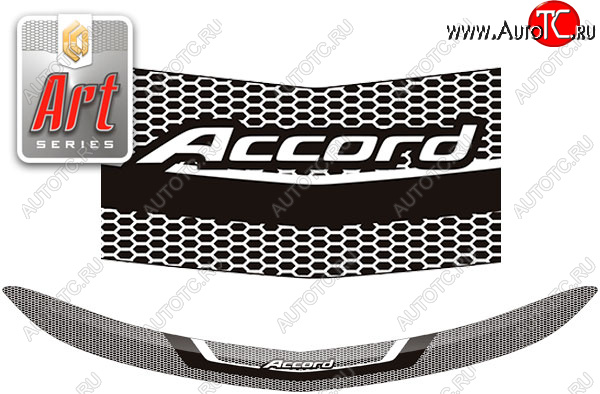2 159 р. Дефлектор капота CA-Plastic  Honda Accord  8 CS (2008-2012) купе дорестайлинг, купе рестайлинг (Серия Art черная)  с доставкой в г. Воронеж