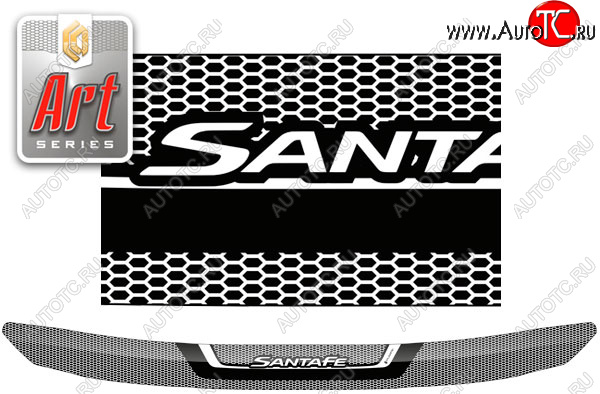 2 159 р. Дефлектор капота CA-Plastic  Hyundai Santa Fe  TM (2018-2022) дорестайлинг, рестайлинг (Серия Art черная)  с доставкой в г. Воронеж