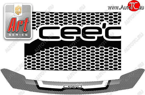 2 199 р. Дефлектор капота CA-Plastic  KIA Ceed  2 JD (2012-2018) дорестайлинг универсал, рестайлинг универсал (Серия Art черная)  с доставкой в г. Воронеж