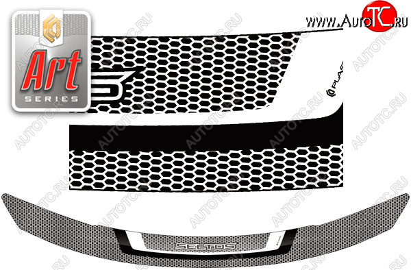 2 159 р. Дефлектор капота CA-Plastic  KIA Seltos (2019-2025) (Серия Art черная)  с доставкой в г. Воронеж