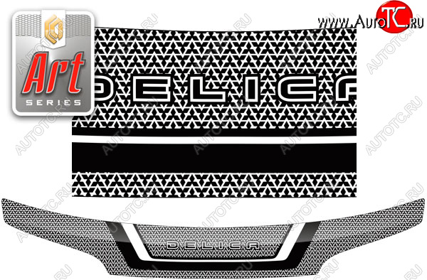 2 479 р. Дефлектор капота CA-Plastic  Mitsubishi Delica  4 (1994-1997) дорестайлинг (Серия Art черная)  с доставкой в г. Воронеж