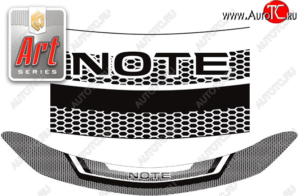 2 299 р. Дефлектор капота CA-Plastic  Nissan Note  2 (2012-2020) E12 дорестайлинг, E12 рестайлинг (Серия Art черная)  с доставкой в г. Воронеж