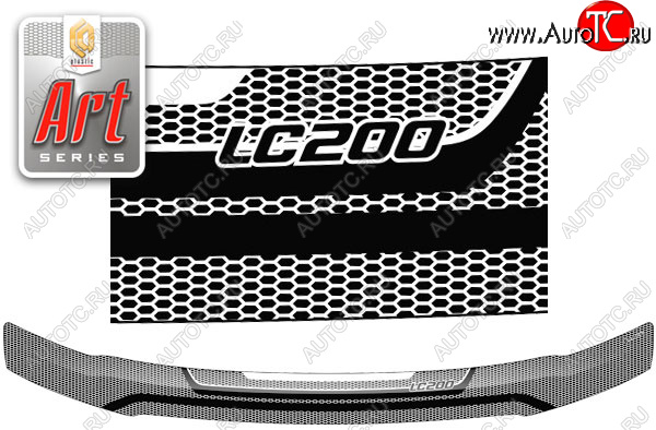 2 199 р. Дефлектор капота CA-Plastic  Toyota Land Cruiser  200 (2007-2012) дорестайлинг (Серия Art черная)  с доставкой в г. Воронеж