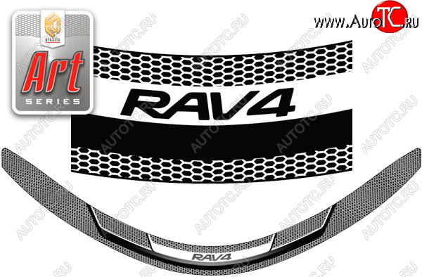 2 399 р. Дефлектор капота CA-Plastic  Toyota RAV4  XA40 (2015-2019) 5 дв. рестайлинг (Серия Art черная)  с доставкой в г. Воронеж