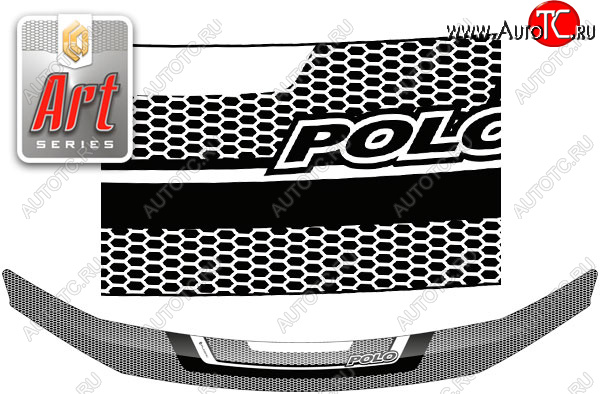 2 199 р. Дефлектор капота (рынок России) CA-Plastic  Volkswagen Polo  Mk6 (2020-2022) лифтбек (Серия Art черная)  с доставкой в г. Воронеж