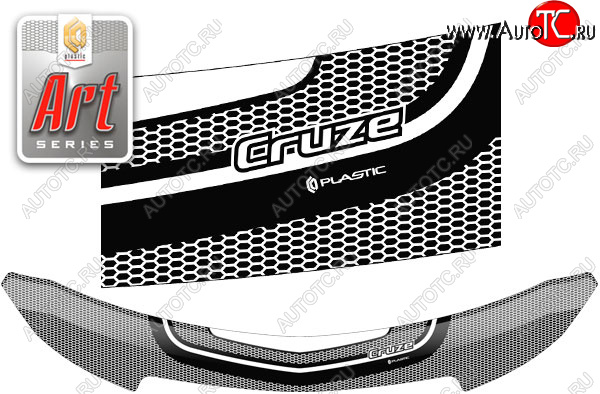 2 479 р. Дефлектор капота CA-Plastic  Chevrolet Cruze  J300 (2009-2015) седан дорестайлинг, седан рестайлинг (серия ART графит)  с доставкой в г. Воронеж