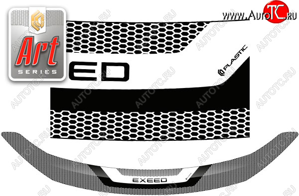 2 199 р. Дефлектор капота CA-Plastic  EXEED TXL (2020-2025)  дорестайлинг, 1-ый рестайлинг (серия ART графит)  с доставкой в г. Воронеж