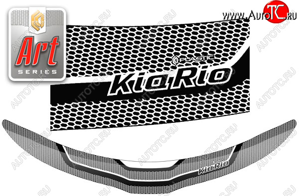 2 199 р. Дефлектор капота CA-Plastic  KIA Rio  3 QB (2011-2015) дорестайлинг седан (серия ART графит)  с доставкой в г. Воронеж
