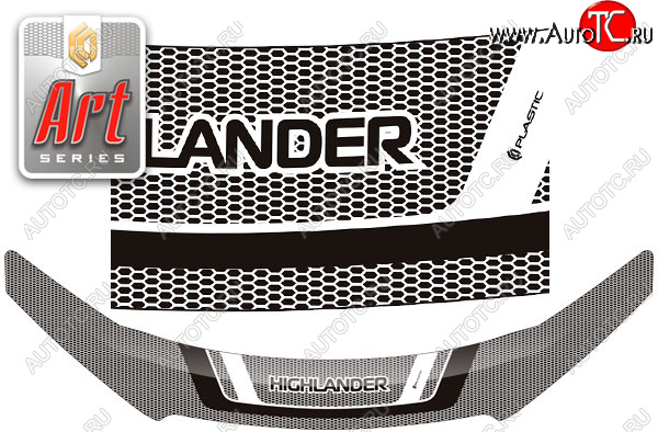2 599 р. Дефлектор капота CA-Plastic  Toyota Highlander  XU50 (2013-2020) дорестайлинг, рестайлинг (серия ART графит)  с доставкой в г. Воронеж