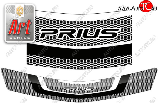 2 159 р. Дефлектор капота (левый руль) CA-Plastic  Toyota Prius  XW20 (2003-2011) дорестайлинг, рестайлинг (серия ART графит)  с доставкой в г. Воронеж