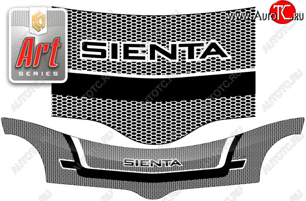 2 599 р. Дефлектор капота CA-Plastic  Toyota Sienta  NCP80 (2003-2006) дорестайлинг (Серия Art графит)  с доставкой в г. Воронеж