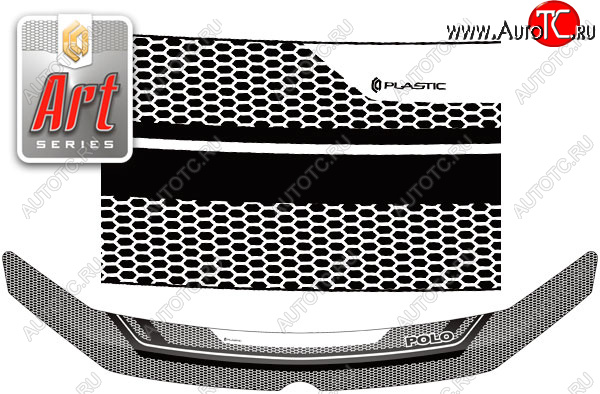 2 159 р. Дефлектор капота CA-Plastic  Volkswagen Polo  5 (2009-2015) седан дорестайлинг (Серия Art графит)  с доставкой в г. Воронеж