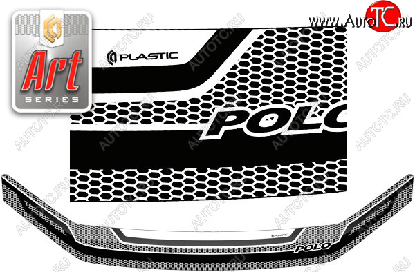 2 159 р.  Дефлектор капота CA-Plastic  Volkswagen Polo  5 (2015-2020) хэтчбек рестайлинг (Серия Art графит)  с доставкой в г. Воронеж