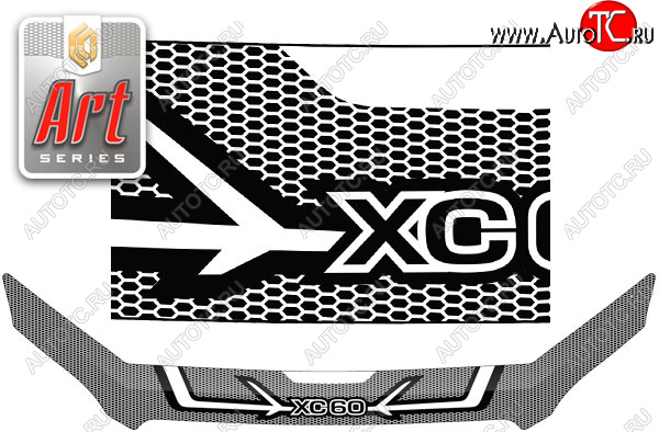 2 559 р. Дефлектор капота CA-Plastic  Volvo XC60 (2017-2022) (Серия Art графит)  с доставкой в г. Воронеж