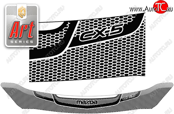 3 089 р. Дефлектор капота CA-Plastic Mazda CX-5 KE дорестайлинг (2011-2014) (Серия Art серебро)  с доставкой в г. Воронеж