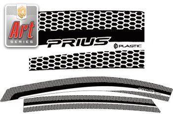 2 199 р. Ветровики дверей Серия Art черная CA Plastic на Toyota Prius Левый руль 2003-2009  с доставкой в г. Воронеж. Увеличить фотографию 1