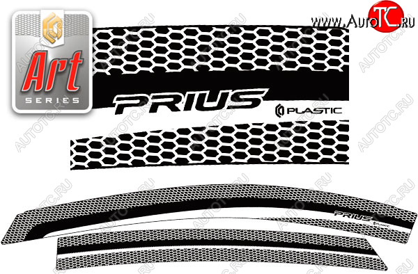 2 199 р. Ветровики дверей Серия Art черная CA Plastic на Toyota Prius Левый руль 2003-2009  с доставкой в г. Воронеж