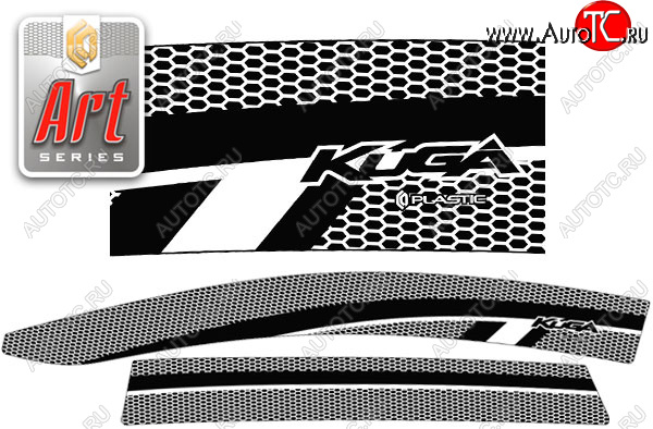 2 299 р. Ветровики дверей Серия Art серебро CA Plastic на Ford Kuga  2008-2012  с доставкой в г. Воронеж